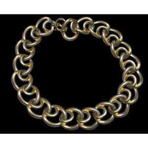 Chunky Gold Tone Chain Necklace With Large Interlocking Links